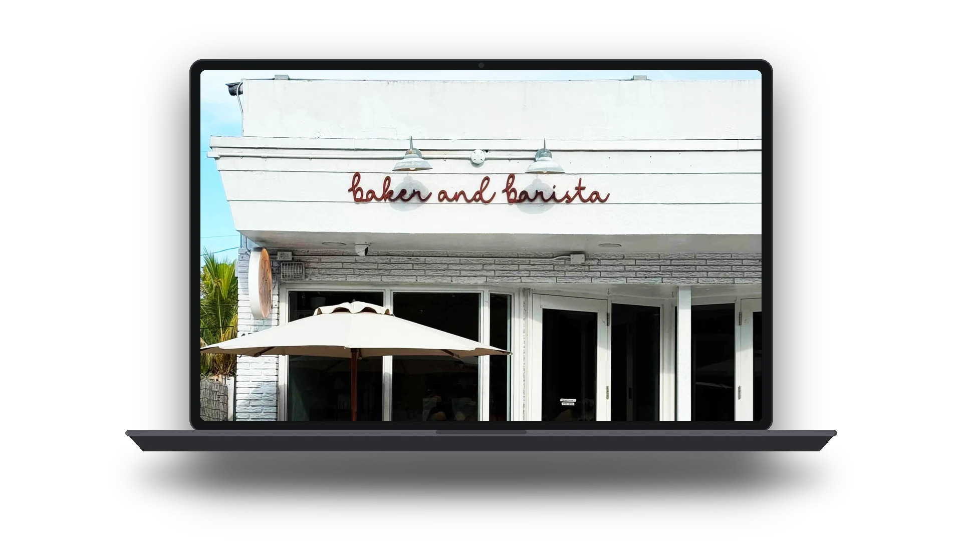 Baker and Barista website on a laptop