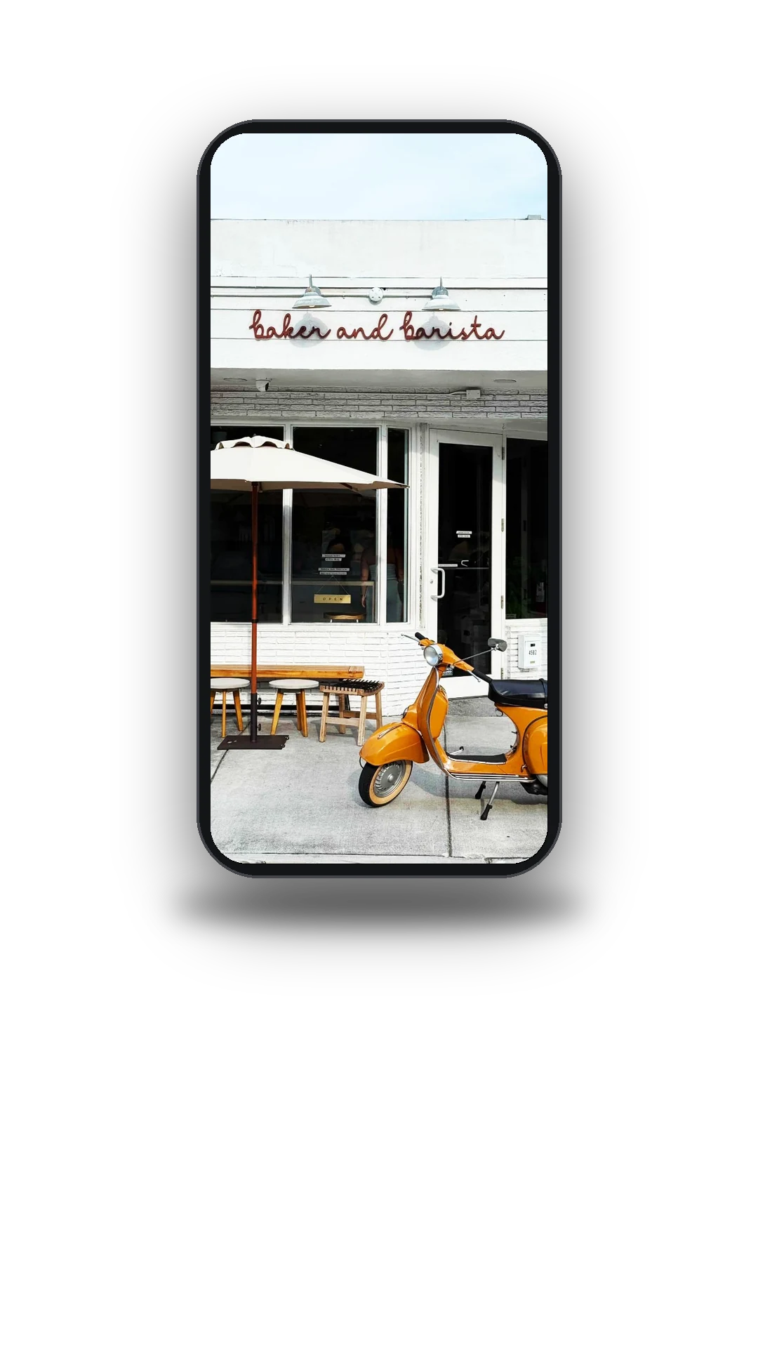 Baker and Barista website on a phone
