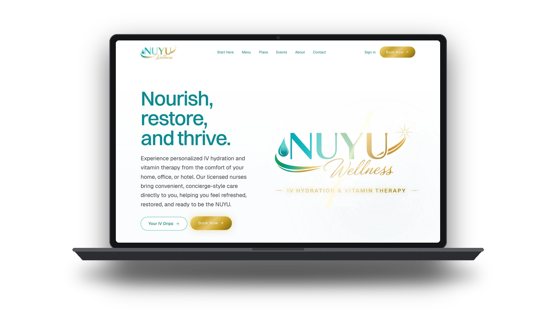 NUYU Wellness website on a laptop