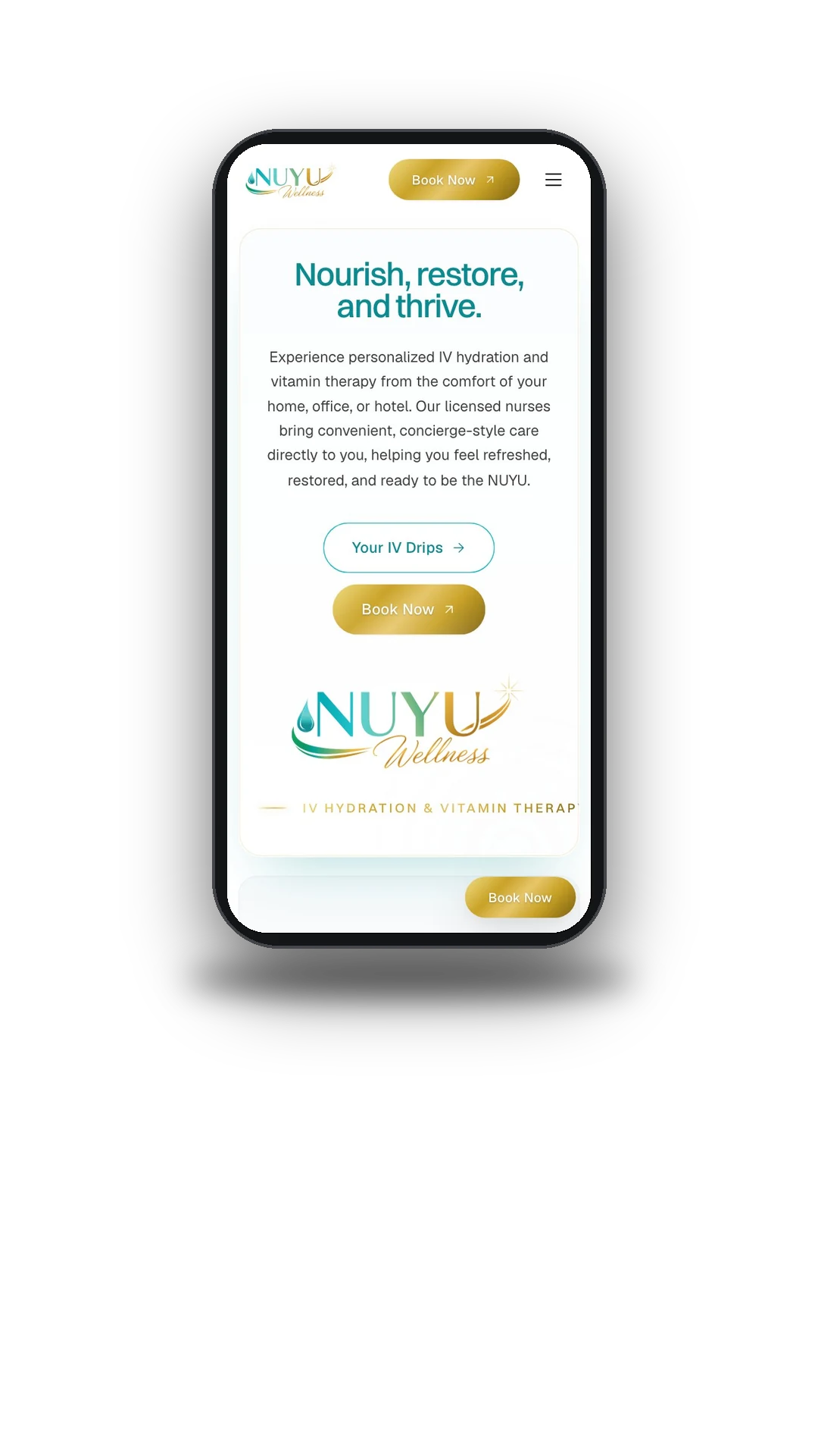 NUYU Wellness website on a phone