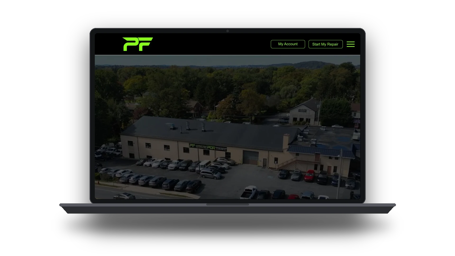 Premium Finish website on a laptop